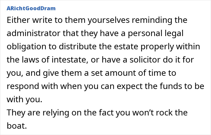 Text advice on inheritance rights, highlighting legal obligations for estate distribution and urging action. Text advice on inheritance rights, highlighting legal obligations for estate distribution and urging action.