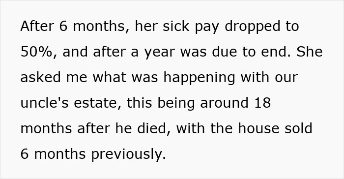 Text discussing inheritance issues after a family member's death. Text discussing inheritance issues after a family member's death.