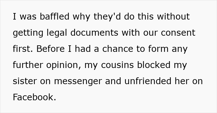 Text screenshot discussing family issues over uncle's withheld inheritance. Text screenshot discussing family issues over uncle's withheld inheritance.
