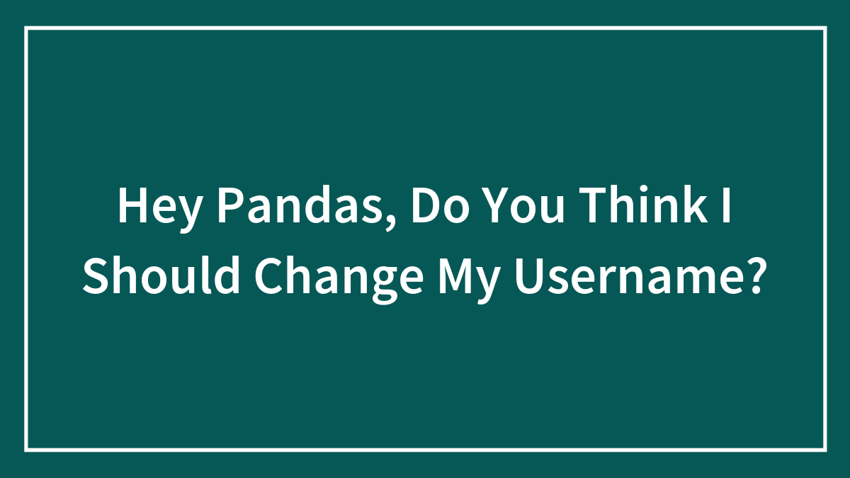 Text on green background asking if I should change my username engaging pandas in a casual online discussion.