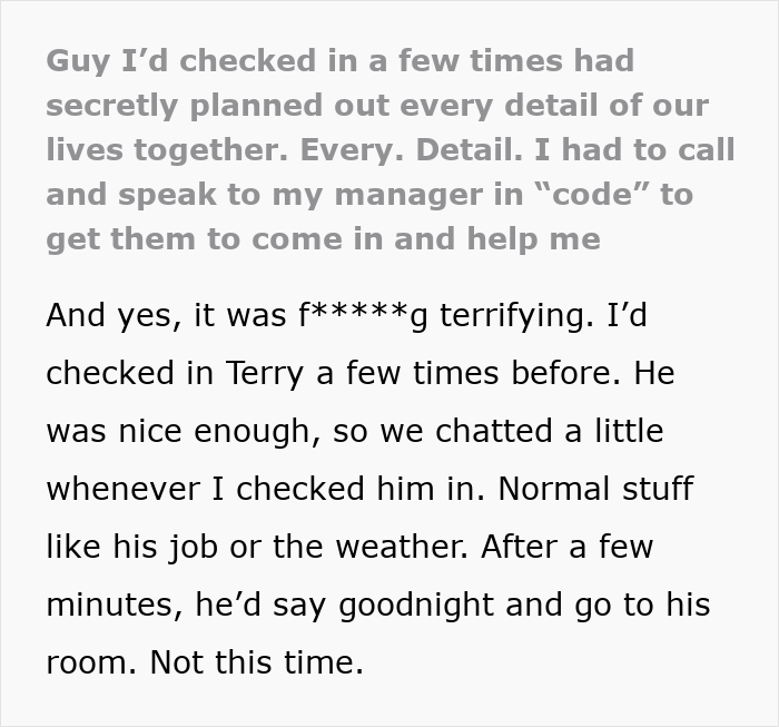Woman's clever escape from a delusional client's unsettling advances. Woman's clever escape from a delusional client's unsettling advances.