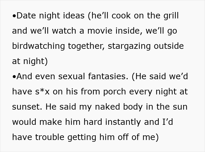 Text describing unsettling date ideas and fantasies, highlighting a delusional client scenario. Text describing unsettling date ideas and fantasies, highlighting a delusional client scenario.