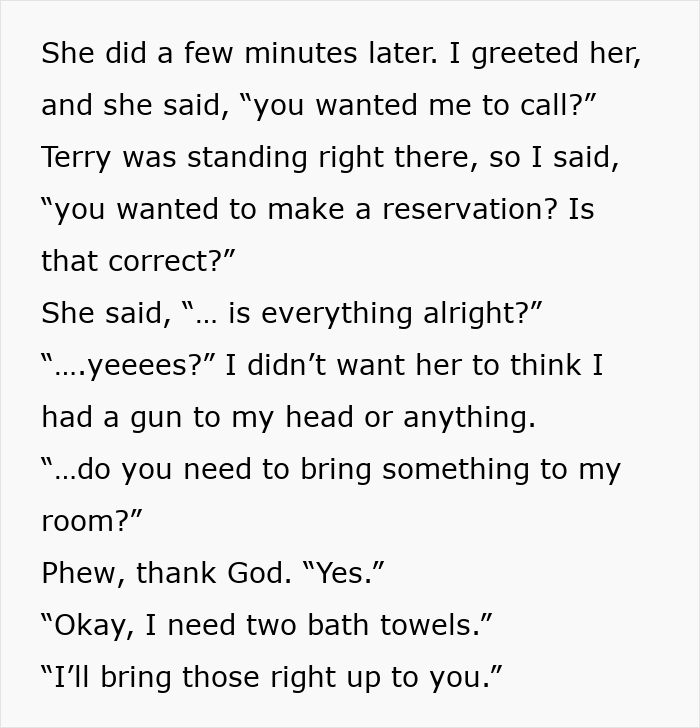 Text conversation showing a woman's clever escape from a delusional client situation involving booking a reservation. Text conversation showing a woman's clever escape from a delusional client situation involving booking a reservation.