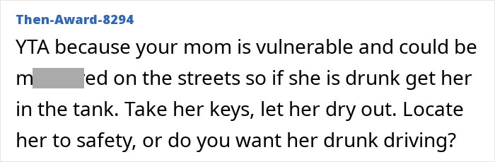 Online comment discussing responsible actions for a vulnerable mom. Online comment discussing responsible actions for a vulnerable mom.