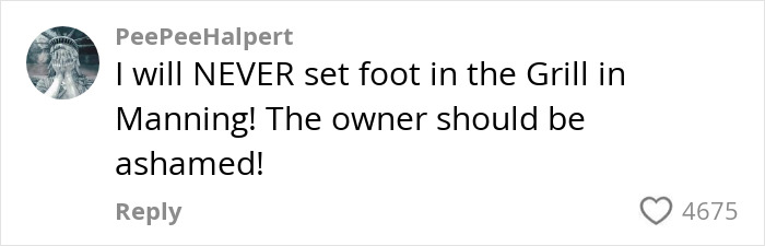 Customer outrage over restaurant owner's shaming rant; user vows never to return. Customer outrage over restaurant owner's shaming rant; user vows never to return.
