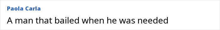 Comment referencing Ashton Kutcher as a man who bailed when needed. Comment referencing Ashton Kutcher as a man who bailed when needed.