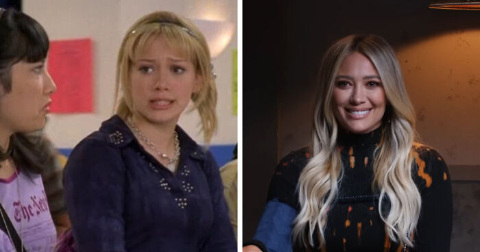 Child star making a successful comeback, shown in a split image from youth to adulthood with a confident smile.