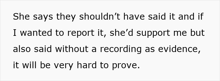 Text on image discussing lack of evidence after coworkers call woman pretty but dumb in video call. Text on image discussing lack of evidence after coworkers call woman pretty but dumb in video call.