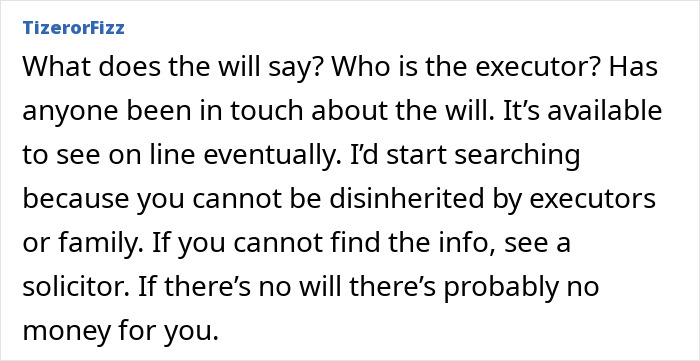 Comment on will inheritance advice, discussing executor role and legal steps to find a will online. Comment on will inheritance advice, discussing executor role and legal steps to find a will online.