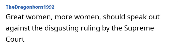 Comment by TheDragonborn1992 advocating women speak against the Supreme Court ruling, related to Nicola Coughlan's stance. Comment by TheDragonborn1992 advocating women speak against the Supreme Court ruling, related to Nicola Coughlan's stance.
