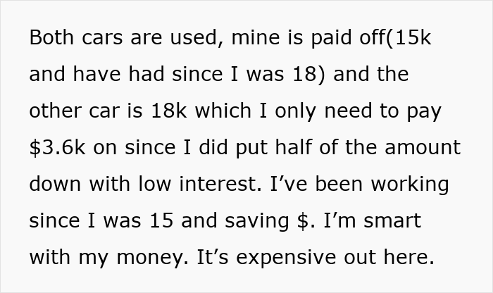 Text excerpt about savings, car expenses, and financial planning. Text excerpt about savings, car expenses, and financial planning.