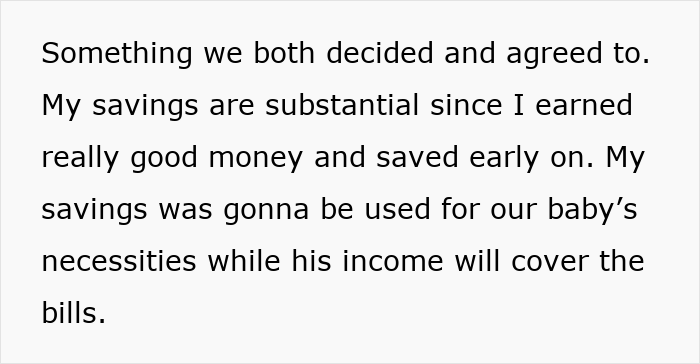 Text message about financial plans for baby's needs and household bills between long-time partners. Text message about financial plans for baby's needs and household bills between long-time partners.