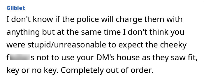 Text from a user commenting on neighbors causing damage to a house. Text from a user commenting on neighbors causing damage to a house.