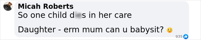 Text message questioning babysitter choice after infant incident, mentioning care concerns. Text message questioning babysitter choice after infant incident, mentioning care concerns.