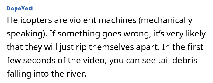 Text about helicopter mechanics and debris, highlighting potential crash explanation. Text about helicopter mechanics and debris, highlighting potential crash explanation.