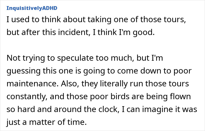 Text from a forum discussing a helicopter crash and maintenance concerns. Text from a forum discussing a helicopter crash and maintenance concerns.