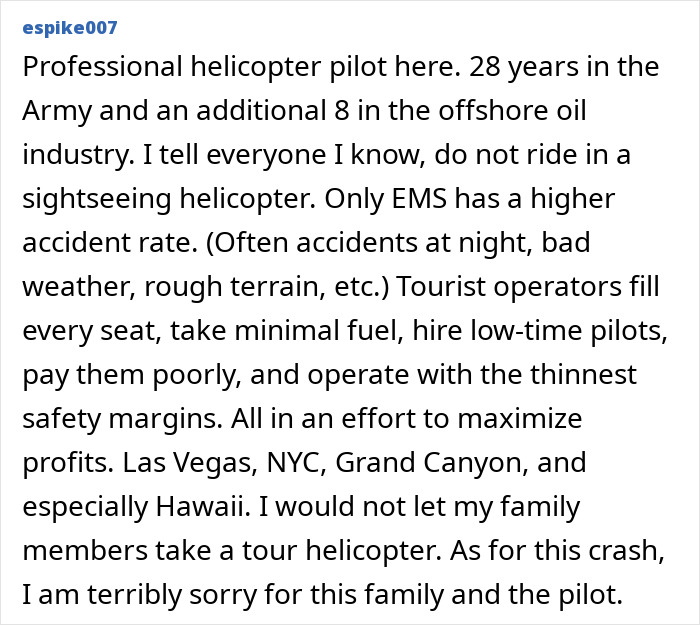 Professional pilot shares insights on helicopter accidents and safety concerns in tourism industry. Professional pilot shares insights on helicopter accidents and safety concerns in tourism industry.