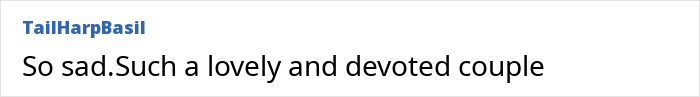 Comment expressing sadness about a devoted couple, suggesting a sad ending. Comment expressing sadness about a devoted couple, suggesting a sad ending.