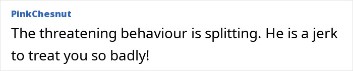 Comment criticizes parenting views, calling behavior threatening and unfair towards a new mom. Comment criticizes parenting views, calling behavior threatening and unfair towards a new mom.