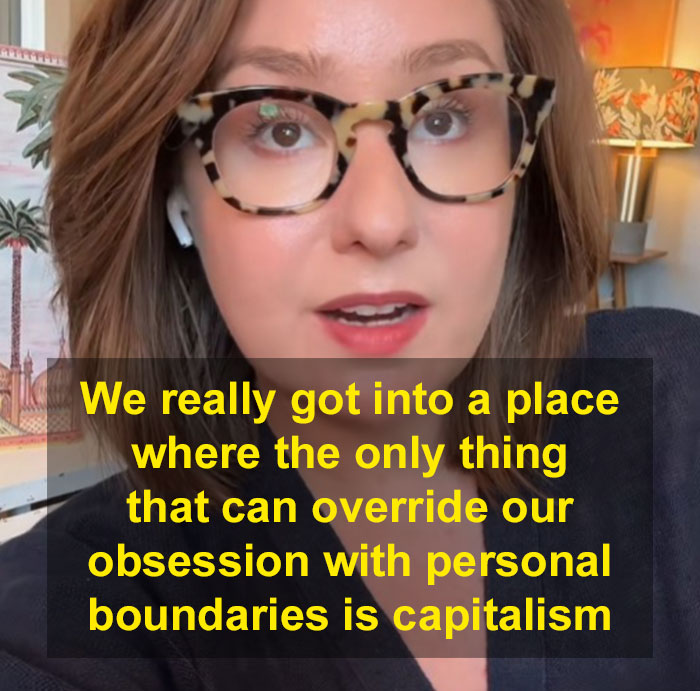A person wearing glasses discusses boundaries with money amidst high bachelorette costs. A person wearing glasses discusses boundaries with money amidst high bachelorette costs.