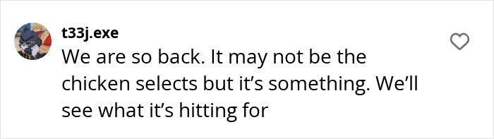 Social media post expressing opinions on McDonald's chicken strips return.