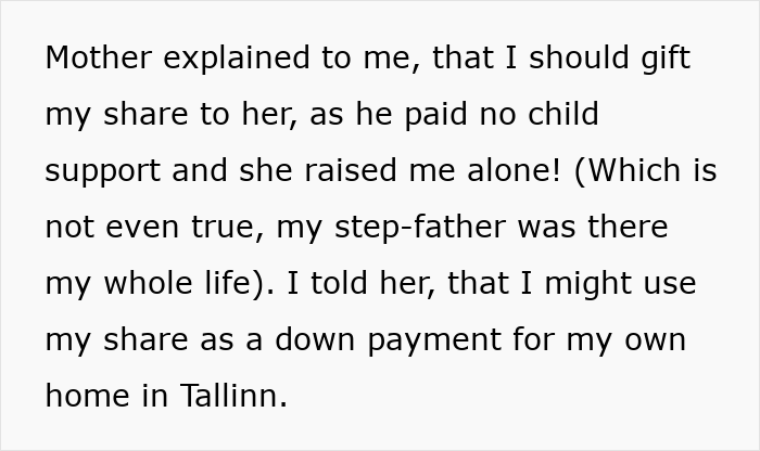 Text about keeping money from share of parents' apartment for a home in Tallinn. Text about keeping money from share of parents' apartment for a home in Tallinn.