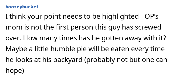Text exchange about complaint on neighbor's allegedly illegal shed, leading to a $40K loss and pool removal. Text exchange about complaint on neighbor's allegedly illegal shed, leading to a $40K loss and pool removal.