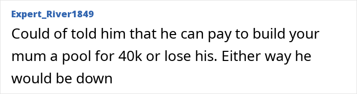 Comment discussing complaint over "illegal shed" and loss of $40K and pool. Comment discussing complaint over "illegal shed" and loss of $40K and pool.