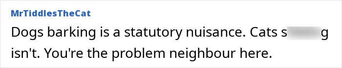Comment text about neighbors complaining about dogs and cats in the yard. Comment text about neighbors complaining about dogs and cats in the yard.