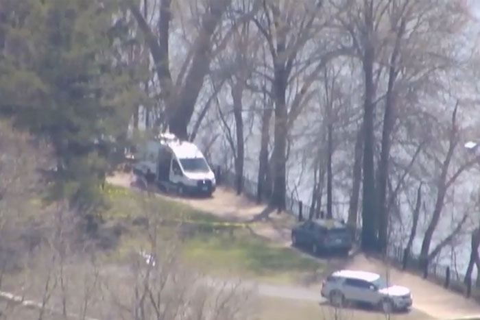 Remote crime scene in wooded area related to New England serial assassination investigation. Remote crime scene in wooded area related to New England serial assassination investigation.