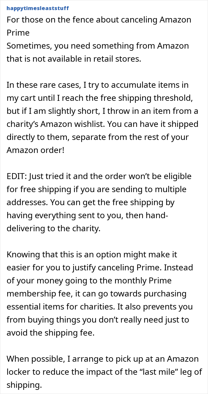Text on screen discussing strategies for a "No-Buy 2025" approach to consumerism on Amazon Prime. Text on screen discussing strategies for a "No-Buy 2025" approach to consumerism on Amazon Prime.