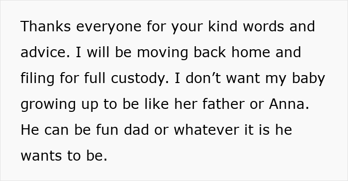 Custody decision text expressing a wife's reaction to husband choosing a friend over childbirth. Custody decision text expressing a wife's reaction to husband choosing a friend over childbirth.
