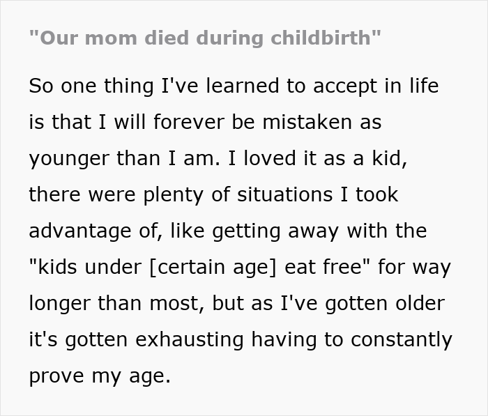 Text on image about being mistaken for younger age, related to new mom teen pregnancy harassment. Text on image about being mistaken for younger age, related to new mom teen pregnancy harassment.