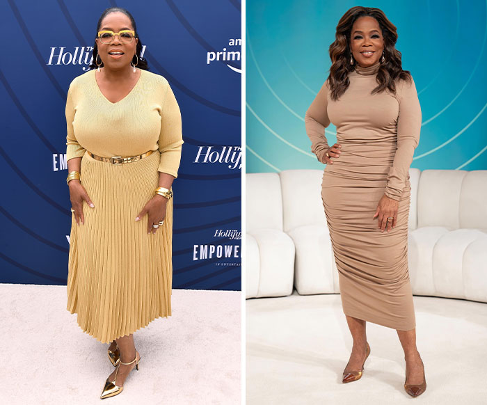 Two women in stylish outfits, one in a pleated skirt, another in a ruched dress, highlighting the Ozempic feet discussion. Two women in stylish outfits, one in a pleated skirt, another in a ruched dress, highlighting the Ozempic feet discussion.