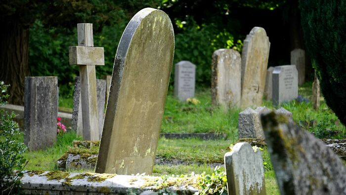 Gravestones in an old cemetery surrounded by greenery, symbolizing unexplainable pain people endure through loss.