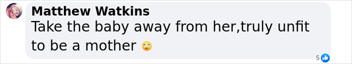 Comment criticizing a mom for making a martini while holding a newborn; calls for putting the child in a safer home. Comment criticizing a mom for making a martini while holding a newborn; calls for putting the child in a safer home.