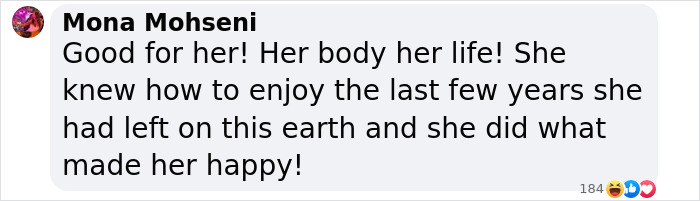 Comment supporting a woman's life choices after a cancer diagnosis. Comment supporting a woman's life choices after a cancer diagnosis.