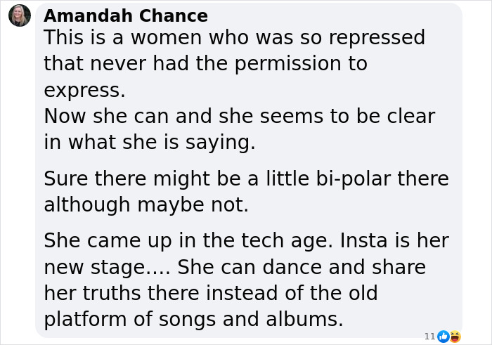 Comment addressing Britney Spears's ability to express herself and share her truths on Instagram. Comment addressing Britney Spears's ability to express herself and share her truths on Instagram.