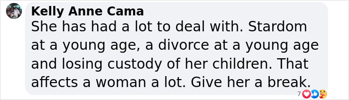 Comment discussing Britney Spears' challenges with stardom, divorce, and custody issues, advocating empathy. Comment discussing Britney Spears' challenges with stardom, divorce, and custody issues, advocating empathy.