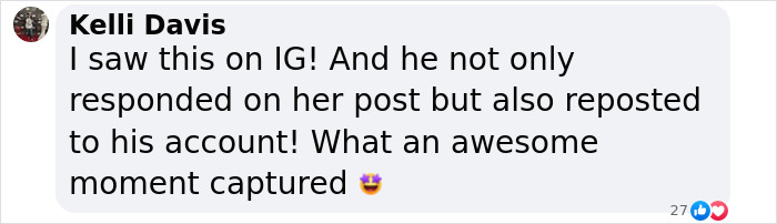 Kelli Davis comments on Obama photobombing kids' photo, mentioning his IG response and repost. Kelli Davis comments on Obama photobombing kids' photo, mentioning his IG response and repost.