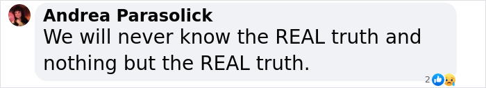 Comment by Andrea Parasolick expressing doubt about knowing the real truth related to Virginia Giuffre’s lawyer case. Comment by Andrea Parasolick expressing doubt about knowing the real truth related to Virginia Giuffre’s lawyer case.