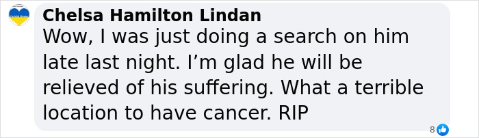 Chat comment discussing Val Kilmer's illness and passing. Chat comment discussing Val Kilmer's illness and passing.