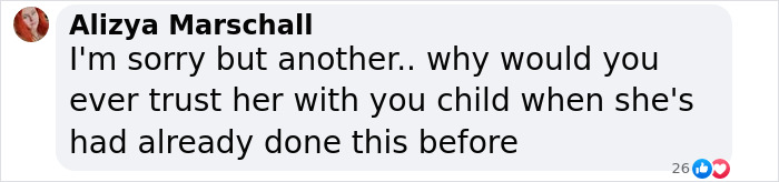 Social media comment reacting to news of grandma leaving infant in hot car. Social media comment reacting to news of grandma leaving infant in hot car.