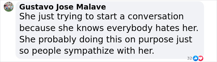 Text of a comment critical of someone's attempt to seek sympathy from others. Text of a comment critical of someone's attempt to seek sympathy from others.