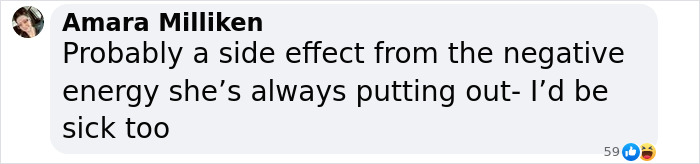 Text from Amara Milliken about negative energy, linked to a sick dog incident involving Rachel Zegler. Text from Amara Milliken about negative energy, linked to a sick dog incident involving Rachel Zegler.