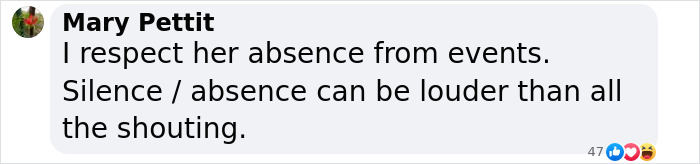 Comment regarding Michelle Obama's event absence, suggesting silence can be impactful. Comment regarding Michelle Obama's event absence, suggesting silence can be impactful.