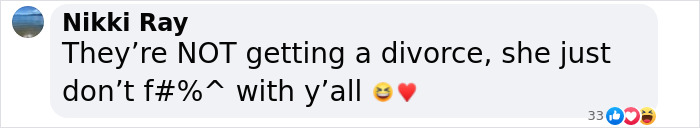 Social media comment addressing Michelle Obama divorce rumors with emojis and reactions. Social media comment addressing Michelle Obama divorce rumors with emojis and reactions.