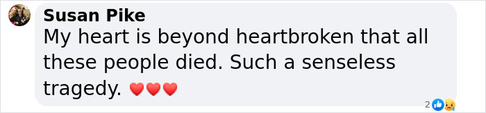 Comment expressing sorrow over NYC helicopter crash tragedy with heart emojis. Comment expressing sorrow over NYC helicopter crash tragedy with heart emojis.
