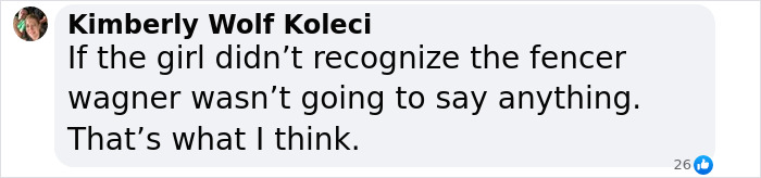 Comment on trans athlete and fencing team controversy by Kimberly Wolf Koleci. Comment on trans athlete and fencing team controversy by Kimberly Wolf Koleci.