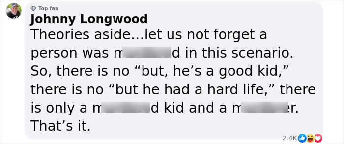 Comment by Johnny Longwood dismissing conspiracy theories about Austin Metcalf incident. Comment by Johnny Longwood dismissing conspiracy theories about Austin Metcalf incident.